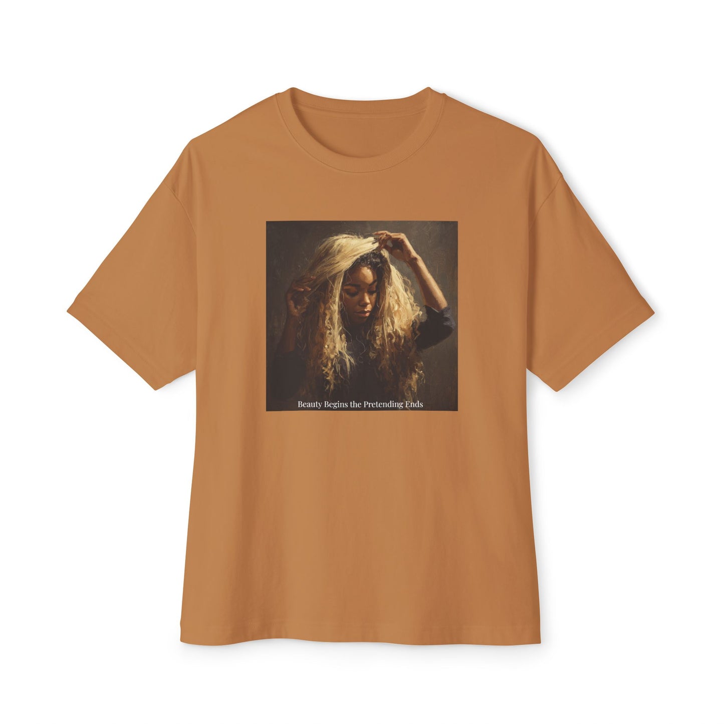 Artistic Oversized T-Shirt | Bohemian Style Tee | "Beauty Begins Where Pretending Ends"