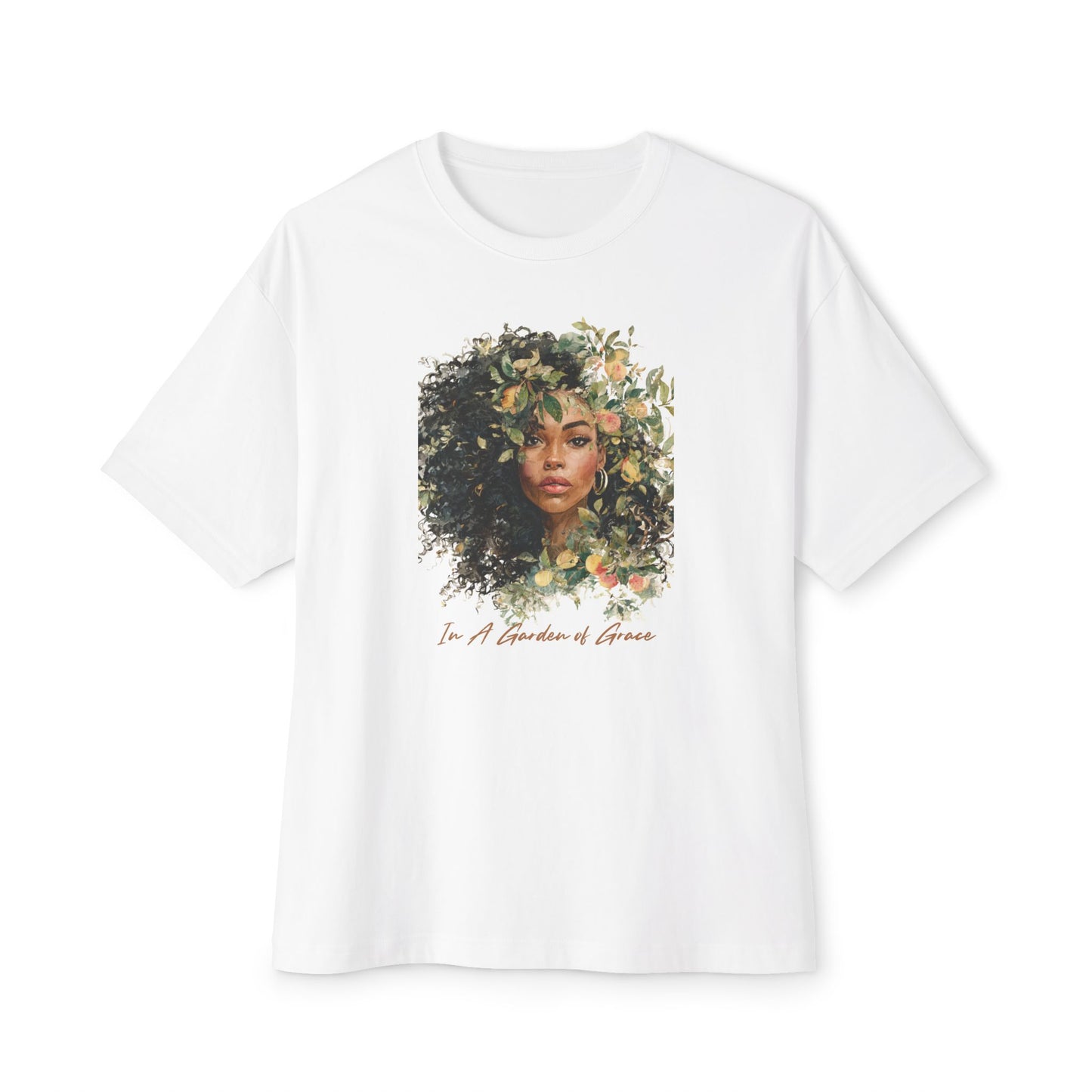 Botanical Goddess Oversized Box Tee, Feminine Fashion | "In A Garden Of Grace"