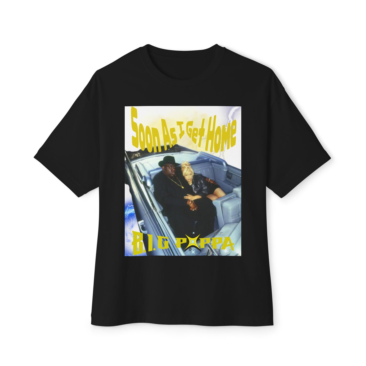Biggie Inspired Unisex Oversized Boxy Tee, Vintage Hip Hop Shirt, Streetwear | Faith Evans & Biggie | "Soon As I Get Home Big Poppa"
