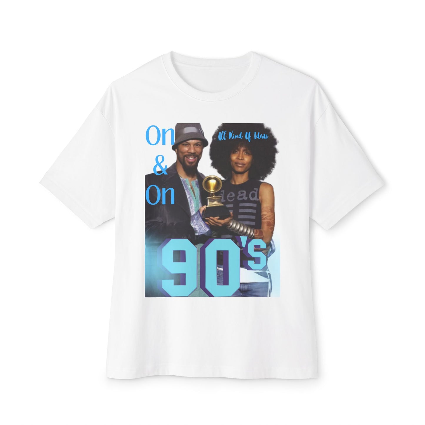 90s Nostalgia Unisex Boxy Tee, Retro Graphic Shirt | Erykah Badu & Common | "On and On All Kind Of Ideas