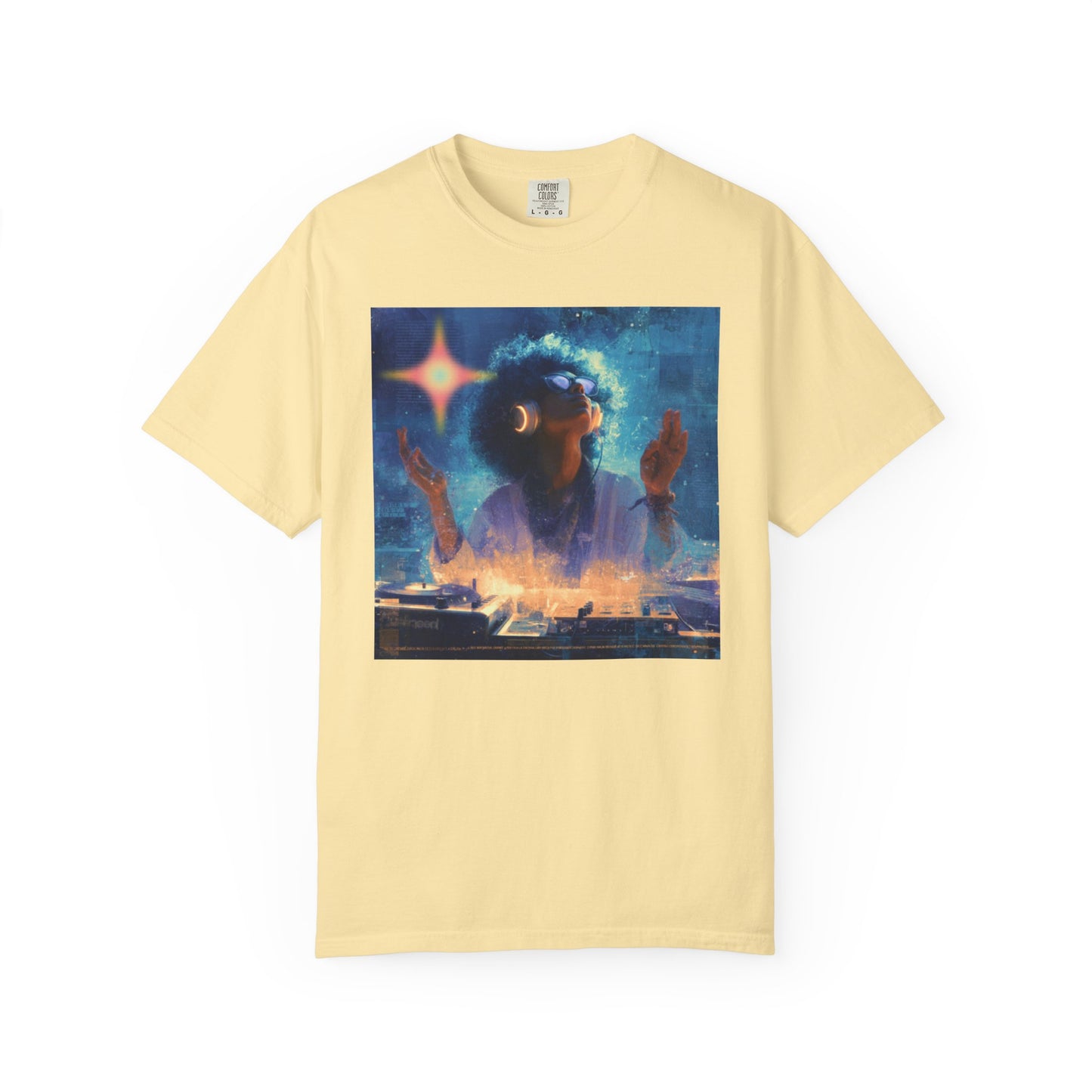 Cosmic DJ Vibe T-shirt, Unisex Garment-Dyed | "Star In My Heart"