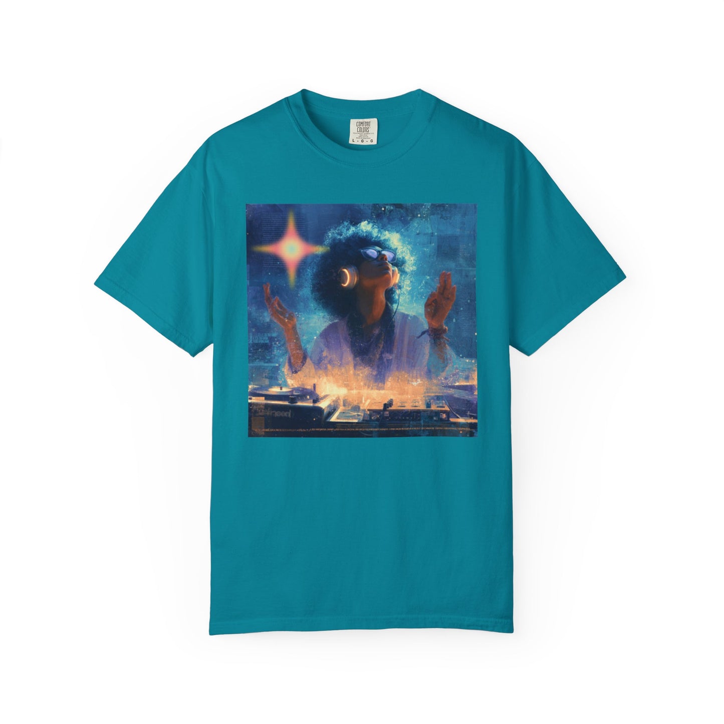 Cosmic DJ Vibe T-shirt, Unisex Garment-Dyed | "Star In My Heart"
