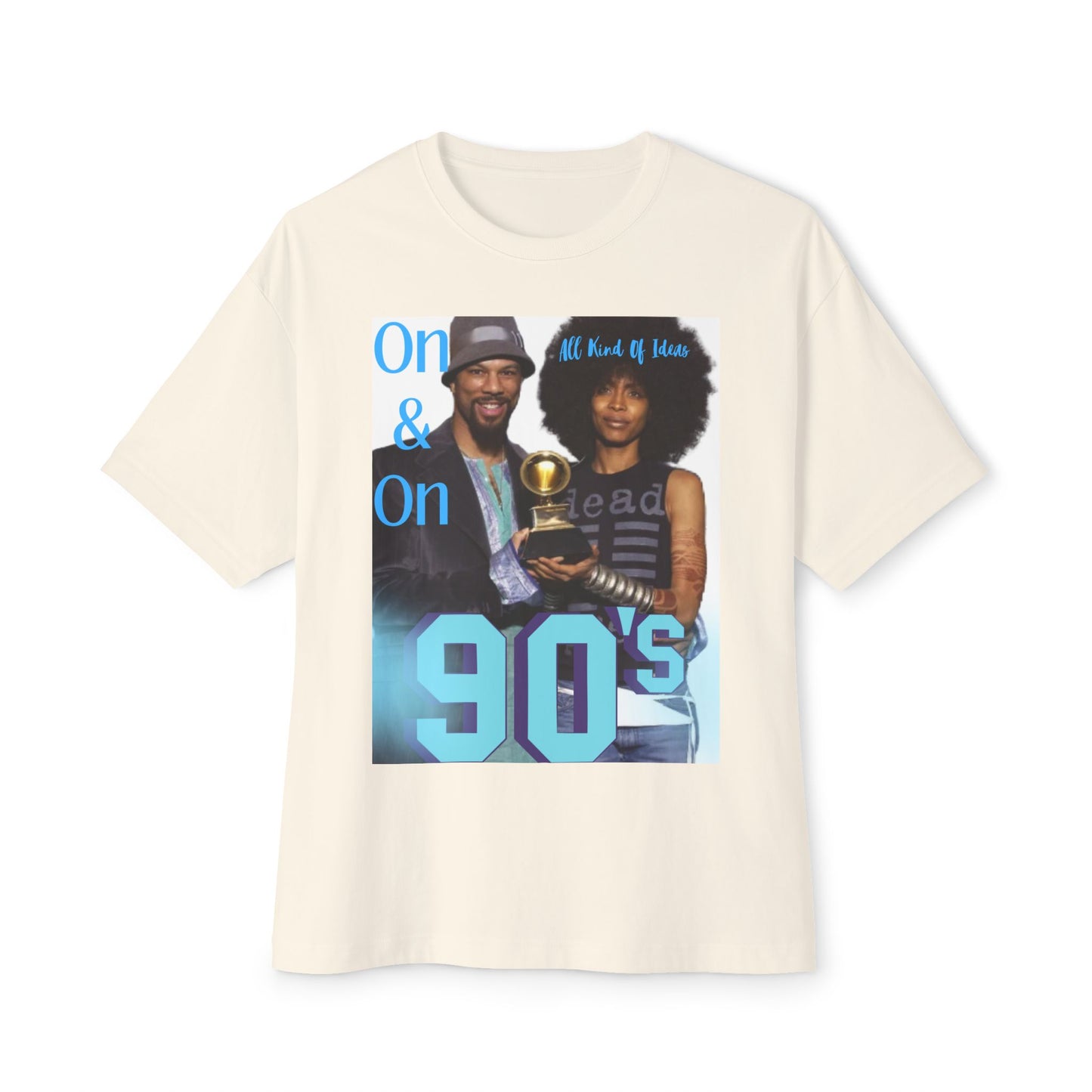90s Nostalgia Unisex Boxy Tee, Retro Graphic Shirt | Erykah Badu & Common | "On and On All Kind Of Ideas