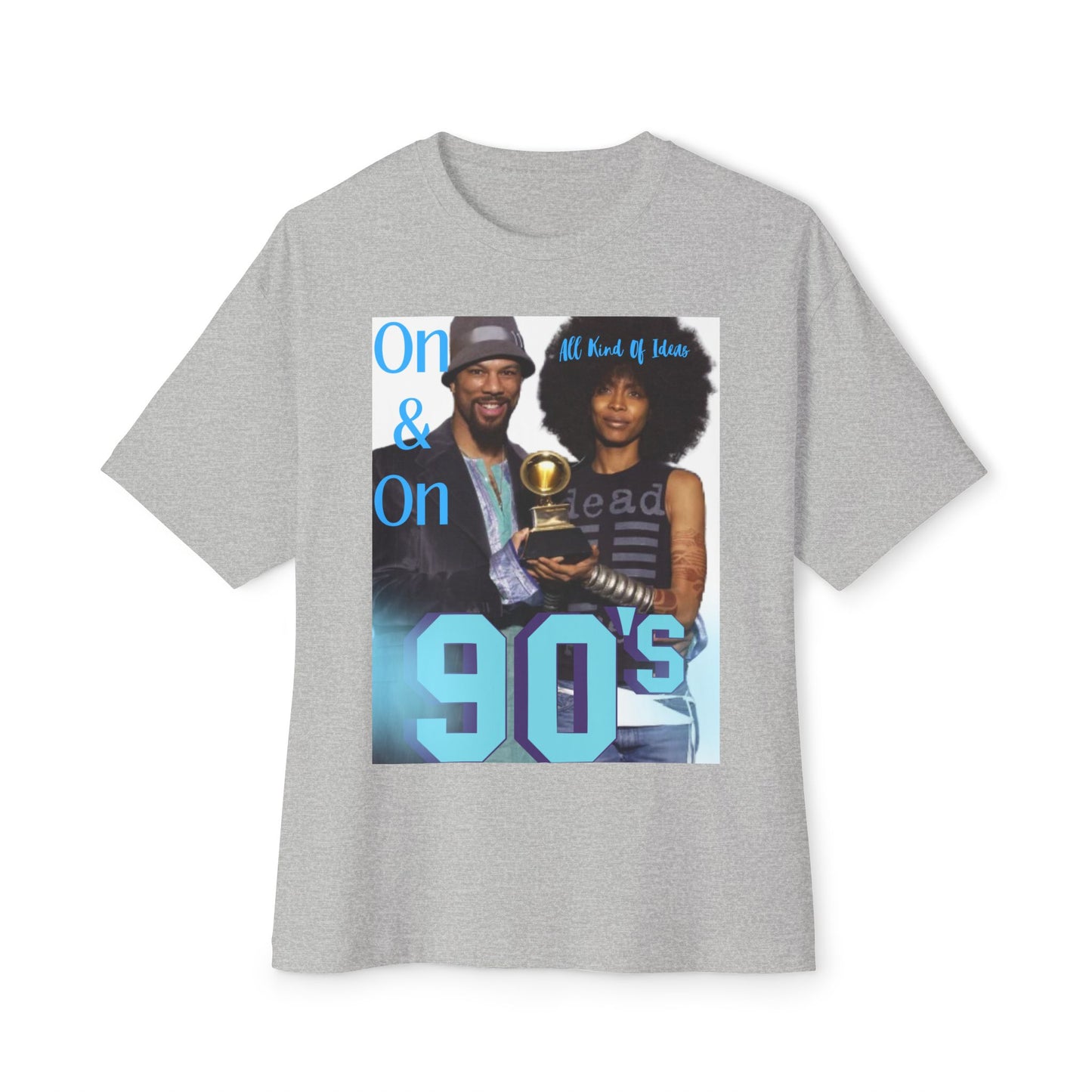 90s Nostalgia Unisex Boxy Tee, Retro Graphic Shirt | Erykah Badu & Common | "On and On All Kind Of Ideas