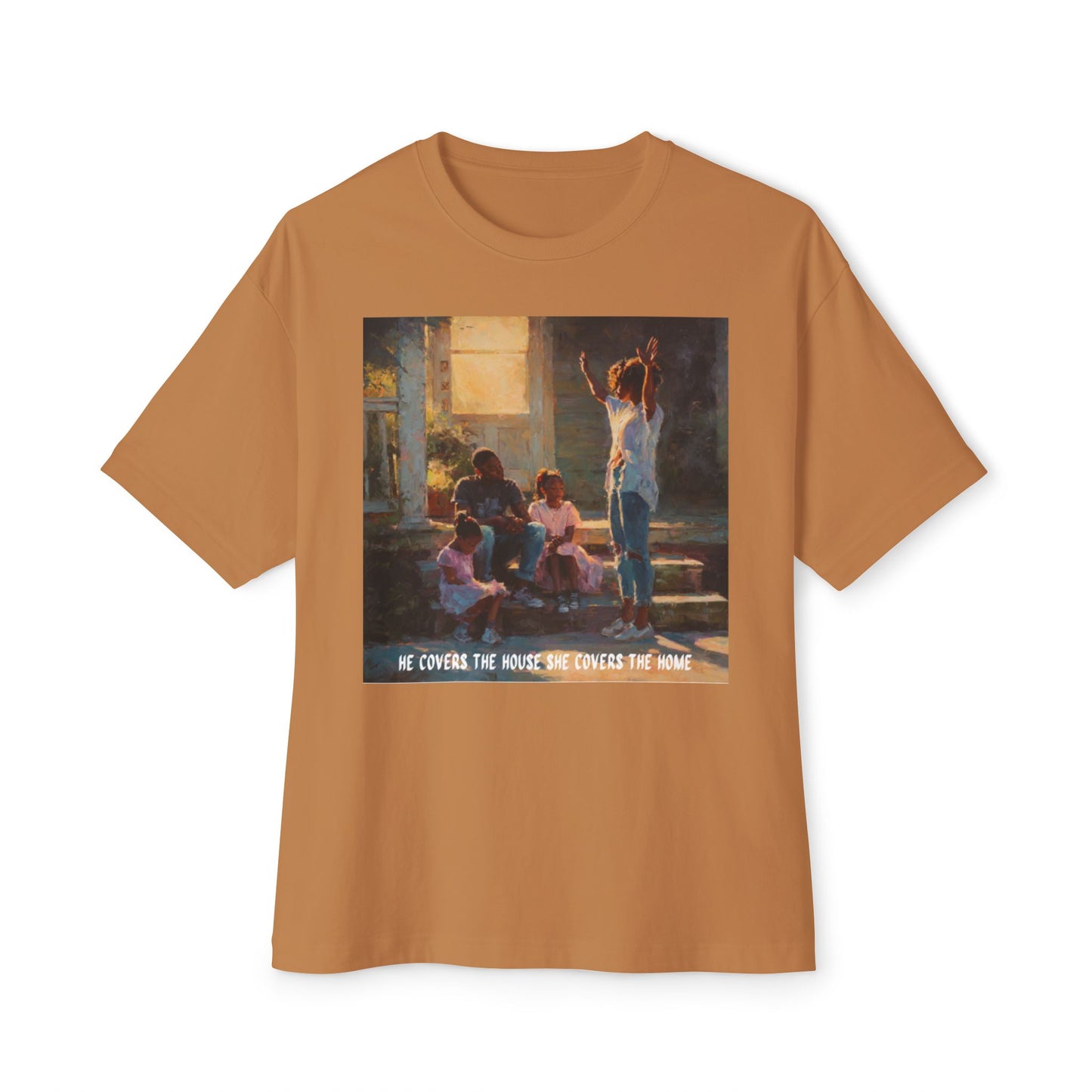 Vintage-Inspired Family Oversized Boxy Tee | "He Covers The House, She Cover's The Home"