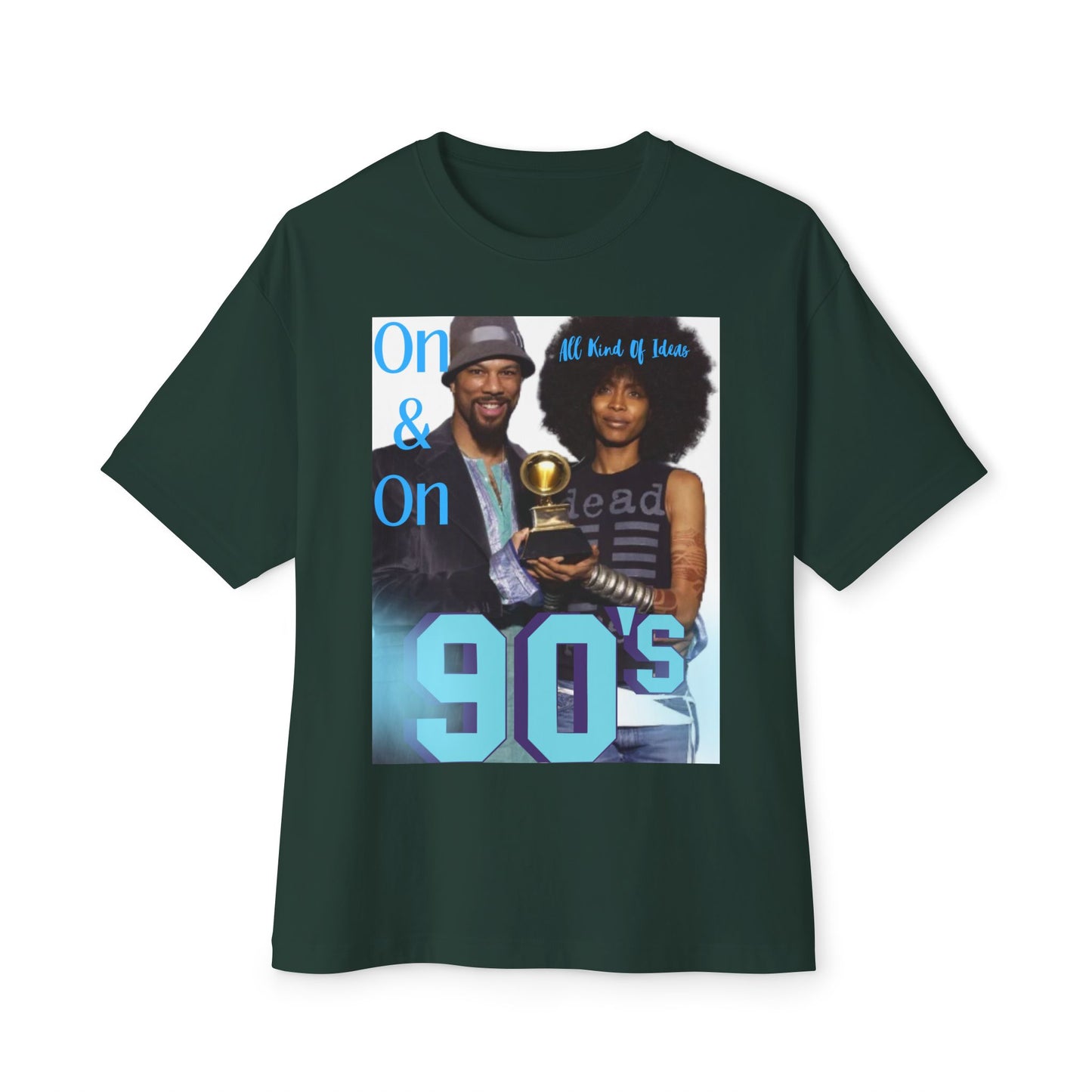 90s Nostalgia Unisex Boxy Tee, Retro Graphic Shirt | Erykah Badu & Common | "On and On All Kind Of Ideas