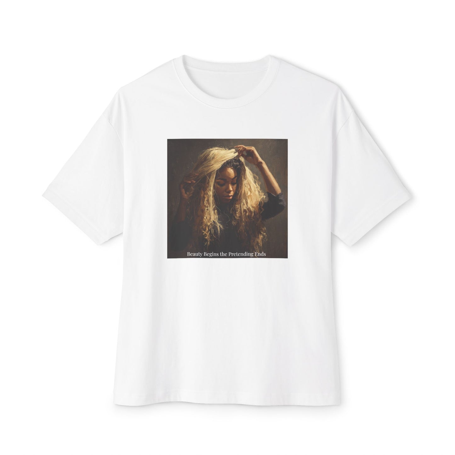 Artistic Oversized T-Shirt | Bohemian Style Tee | "Beauty Begins Where Pretending Ends"