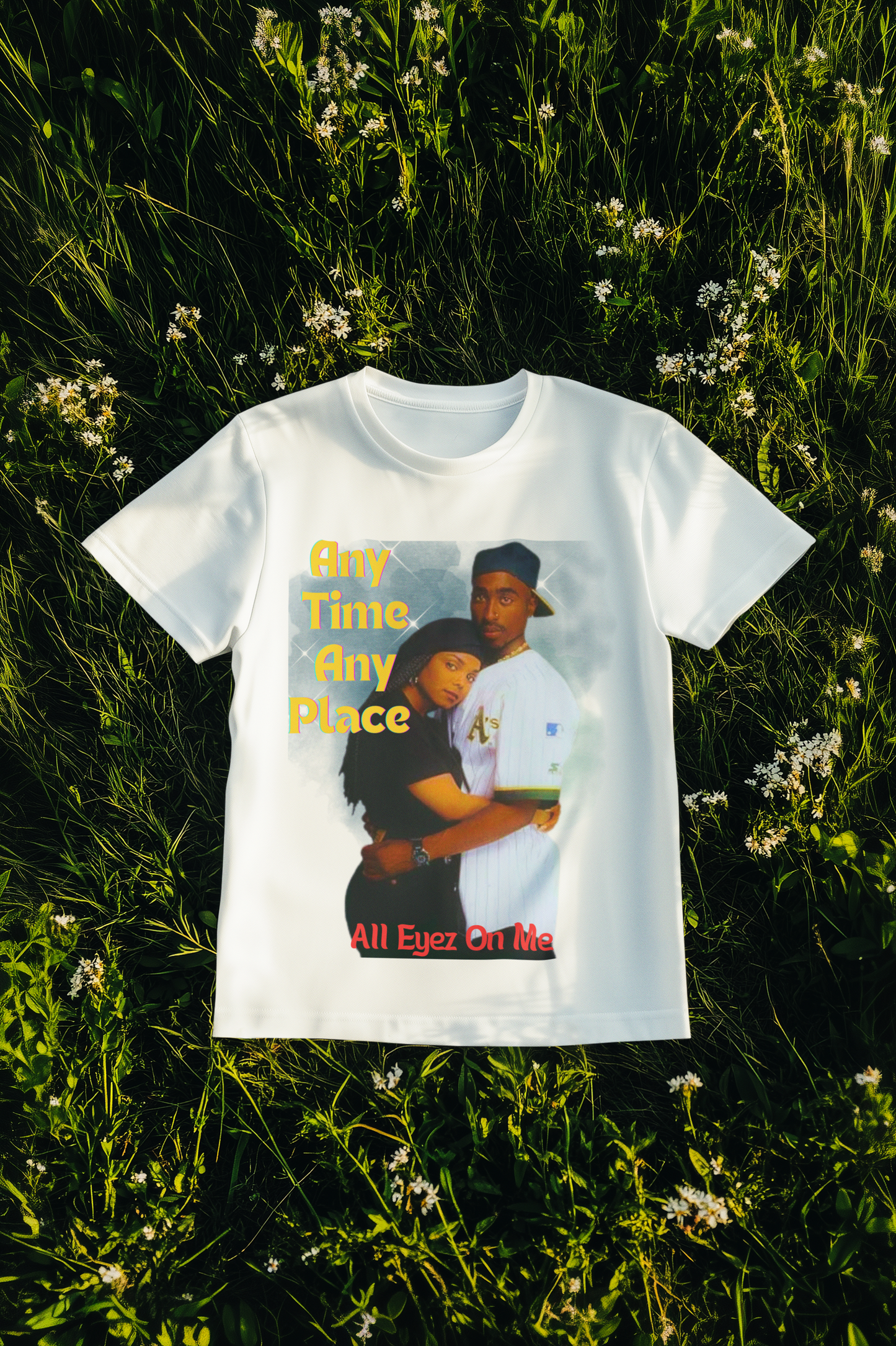 90s Oversized Tee, Vintage Hip Hop Shirt | "Any Time Any Place All Eyez On Me"