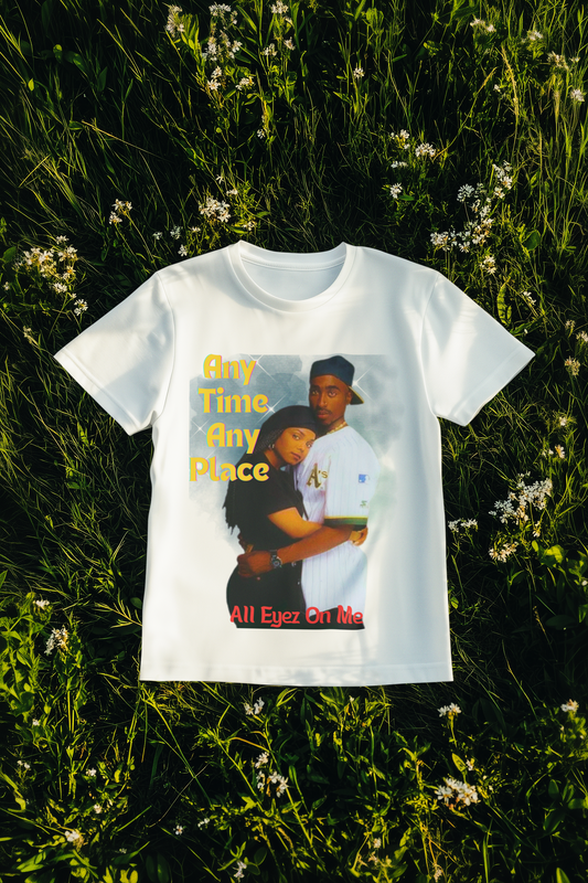 90s Oversized Tee, Vintage Hip Hop Shirt | "Any Time Any Place All Eyez On Me"