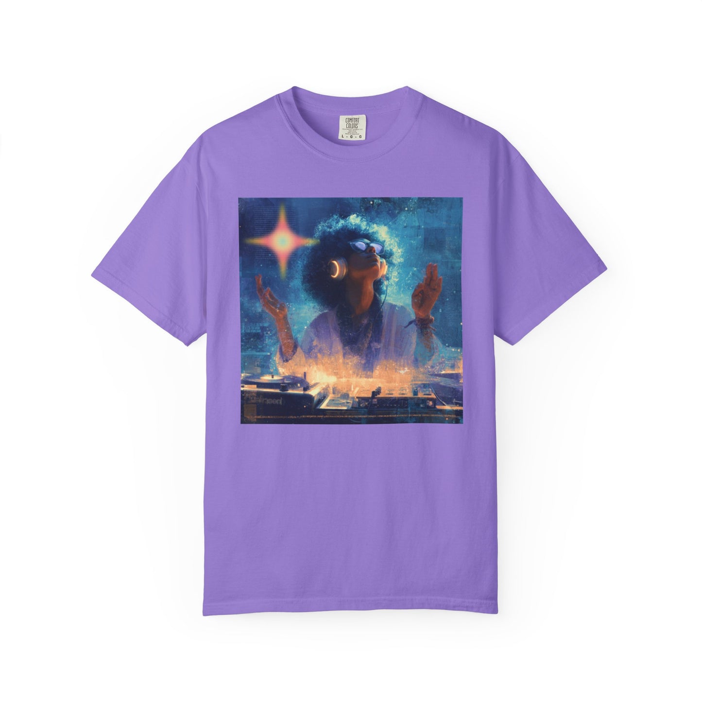 Cosmic DJ Vibe T-shirt, Unisex Garment-Dyed | "Star In My Heart"