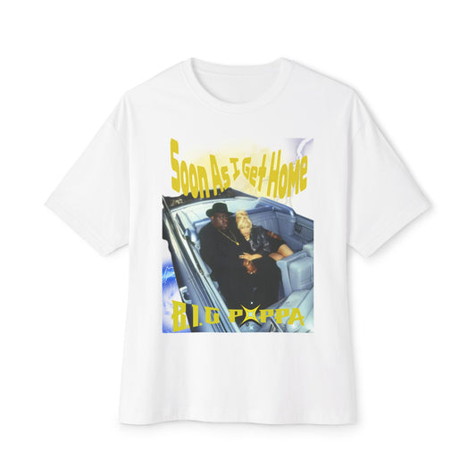 Biggie Inspired Unisex Oversized Boxy Tee, Vintage Hip Hop Shirt, Streetwear | Faith Evans & Biggie | "Soon As I Get Home Big Poppa"