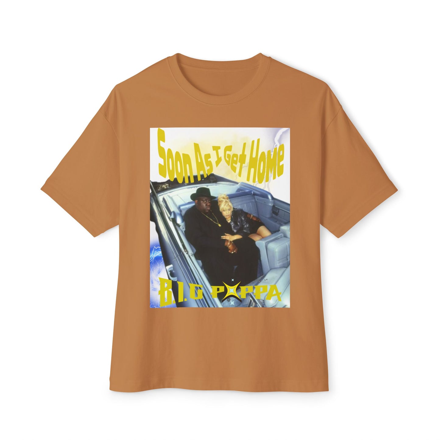 Biggie Inspired Unisex Oversized Boxy Tee, Vintage Hip Hop Shirt, Streetwear | Faith Evans & Biggie | "Soon As I Get Home Big Poppa"