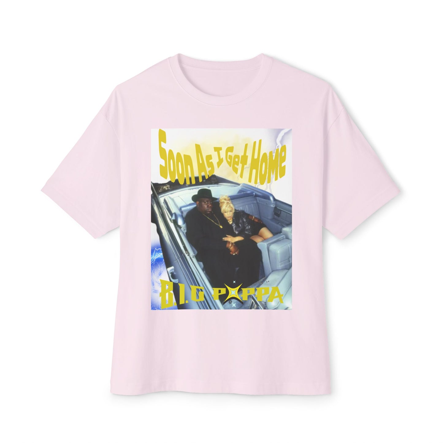 Biggie Inspired Unisex Oversized Boxy Tee, Vintage Hip Hop Shirt, Streetwear | Faith Evans & Biggie | "Soon As I Get Home Big Poppa"