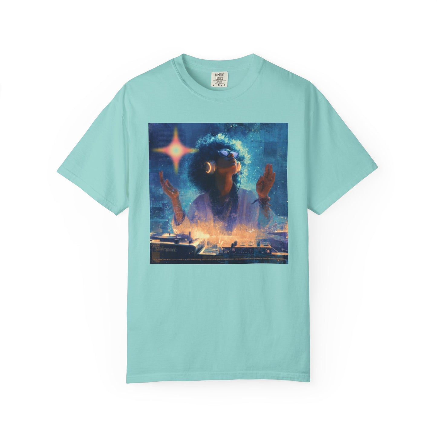 Cosmic DJ Vibe T-shirt, Unisex Garment-Dyed | "Star In My Heart"