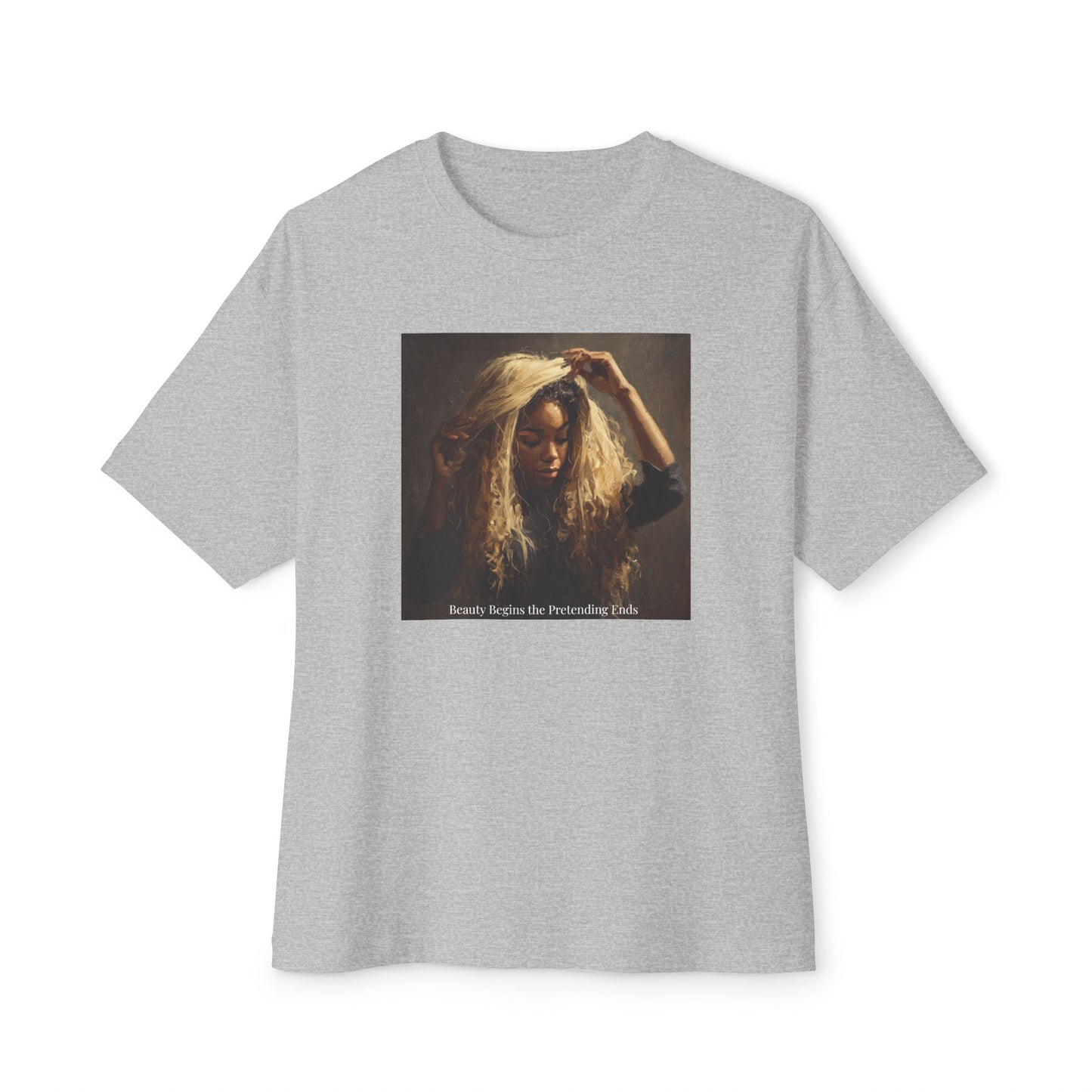 Artistic Oversized T-Shirt | Bohemian Style Tee | "Beauty Begins Where Pretending Ends"