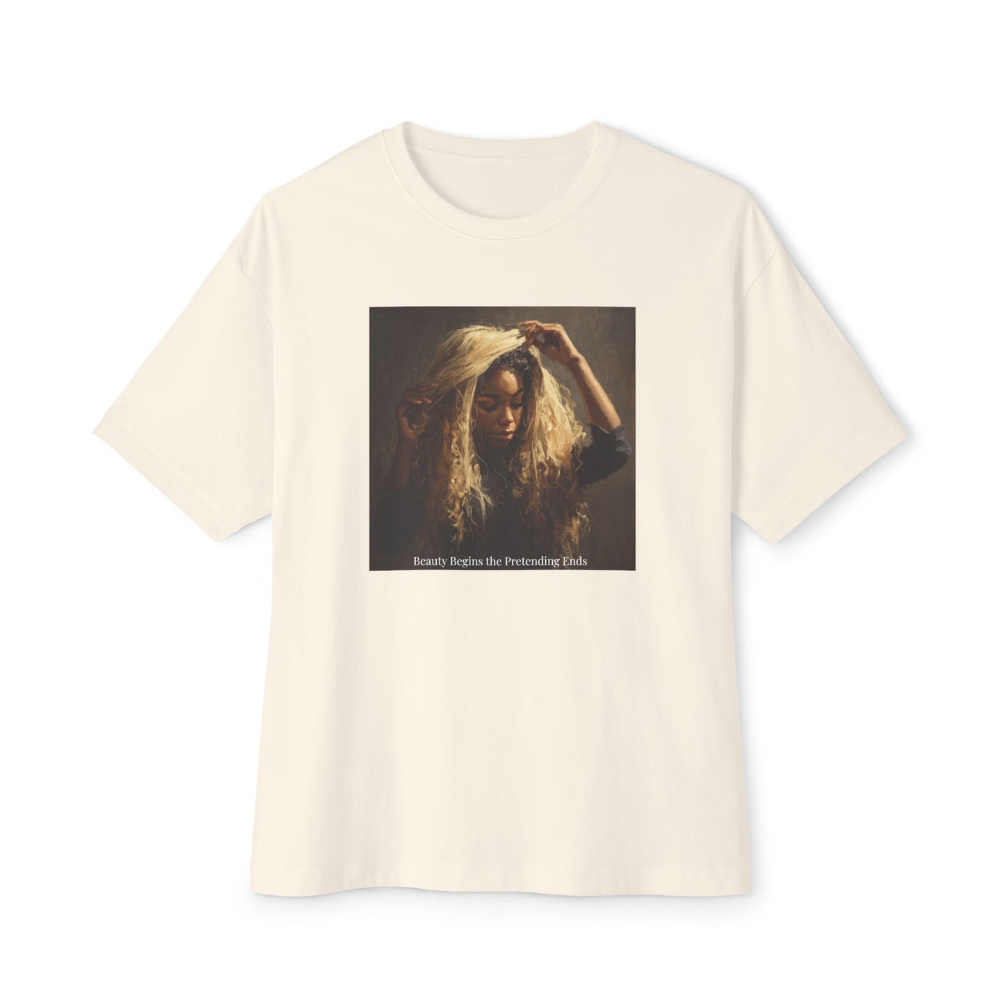 Artistic Oversized T-Shirt | Bohemian Style Tee | "Beauty Begins Where Pretending Ends"