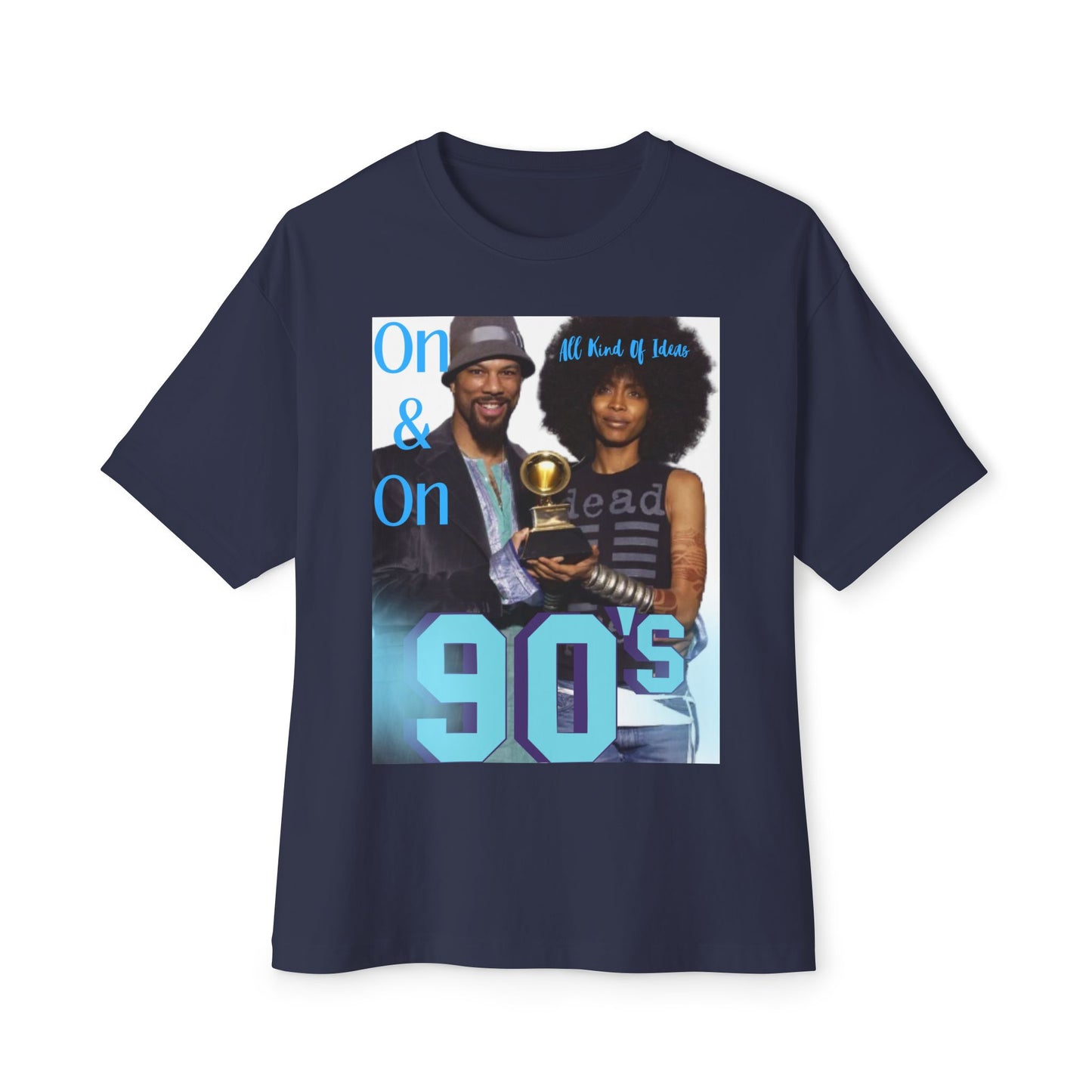 90s Nostalgia Unisex Boxy Tee, Retro Graphic Shirt | Erykah Badu & Common | "On and On All Kind Of Ideas