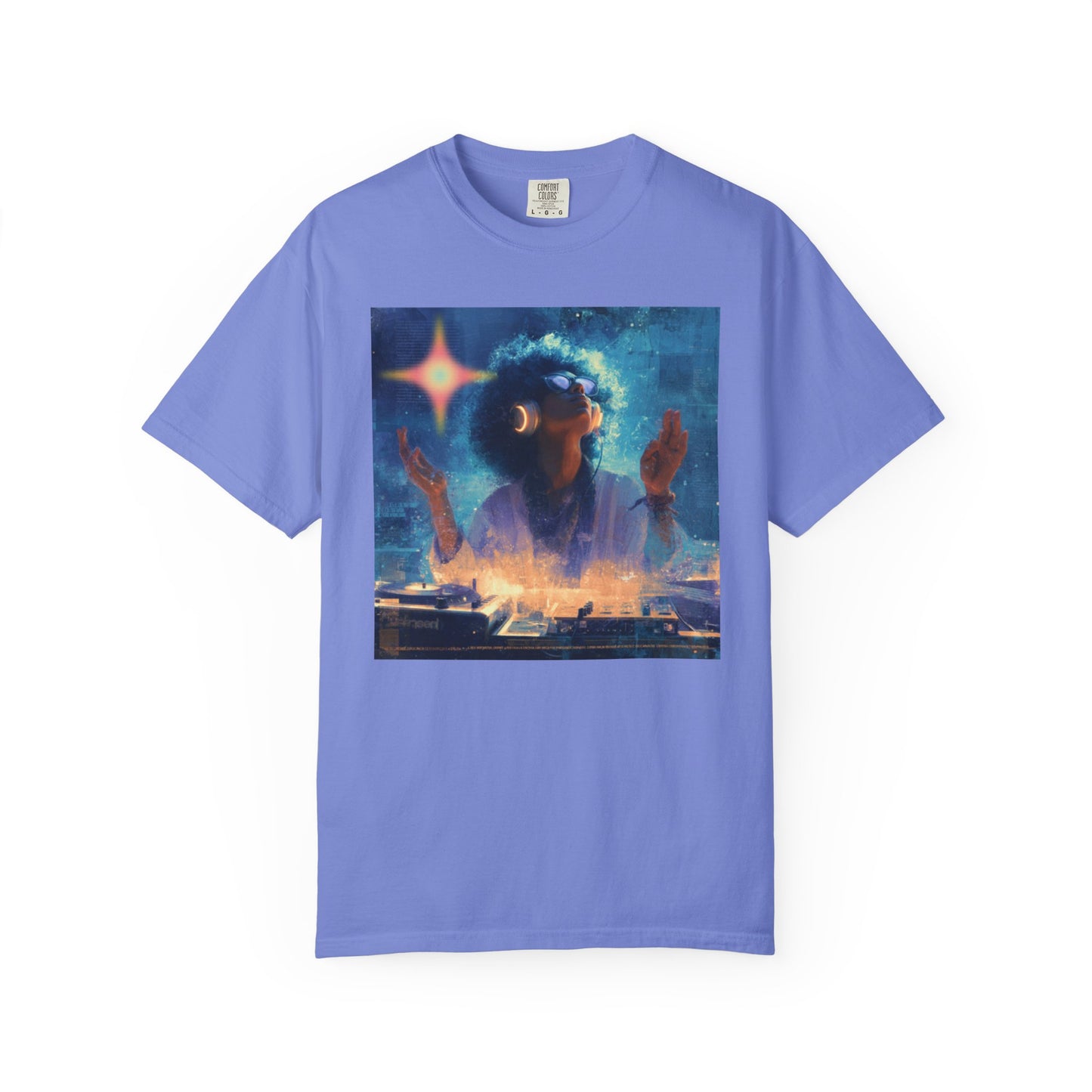 Cosmic DJ Vibe T-shirt, Unisex Garment-Dyed | "Star In My Heart"